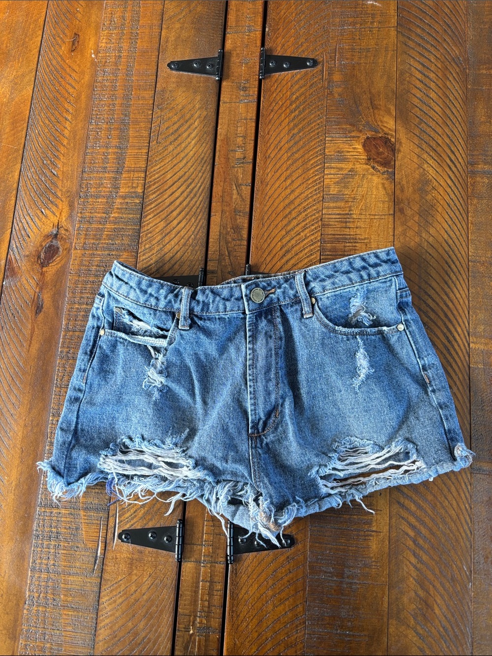 Articles Of Society Distressed Light Blue Denim Cutoff Shorts